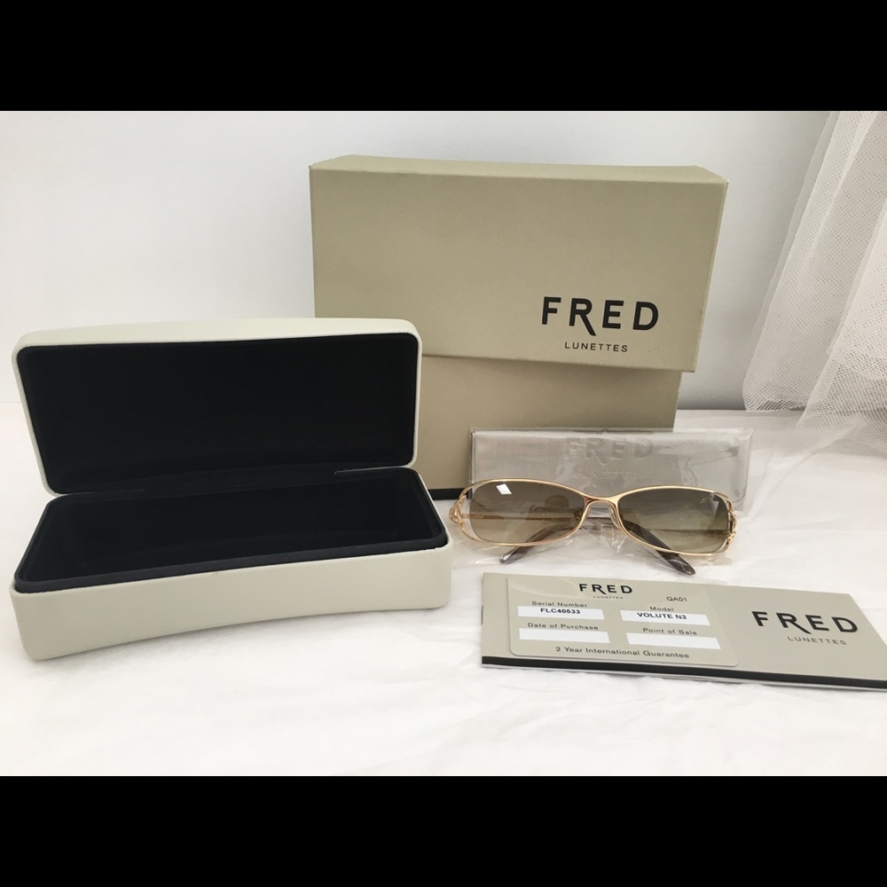 New Fred Lunettes Gold Metal Sunglasses